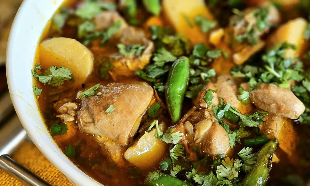 Chicken potato curry stew with green chilies and fresh cilantro at Oriental Express, a Chinese Restaurant in Denville